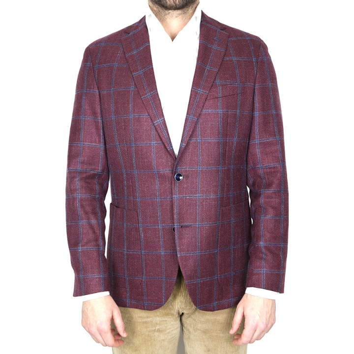 Baumler Wool/Silk/Linen Blend Check Jacket