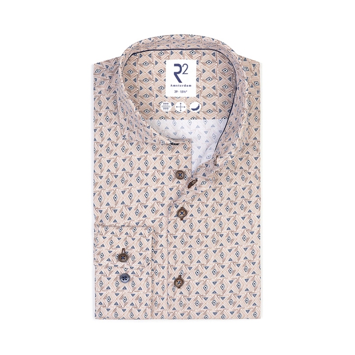 R2 Geometric Print Cotton Shirt