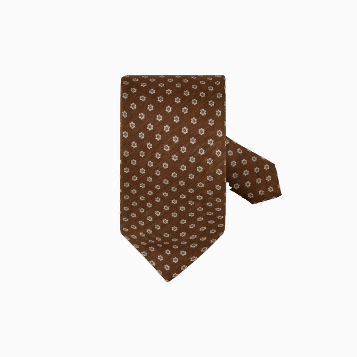 Stenstroms Brown Floral Silk/Linen Tie
