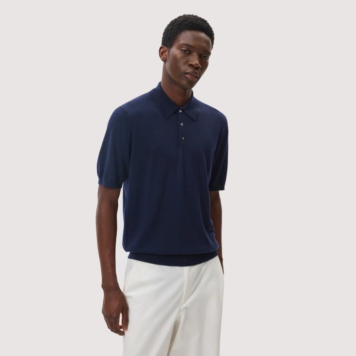 Johnstons of Elgin Short Sleeve Merino Wool Polo