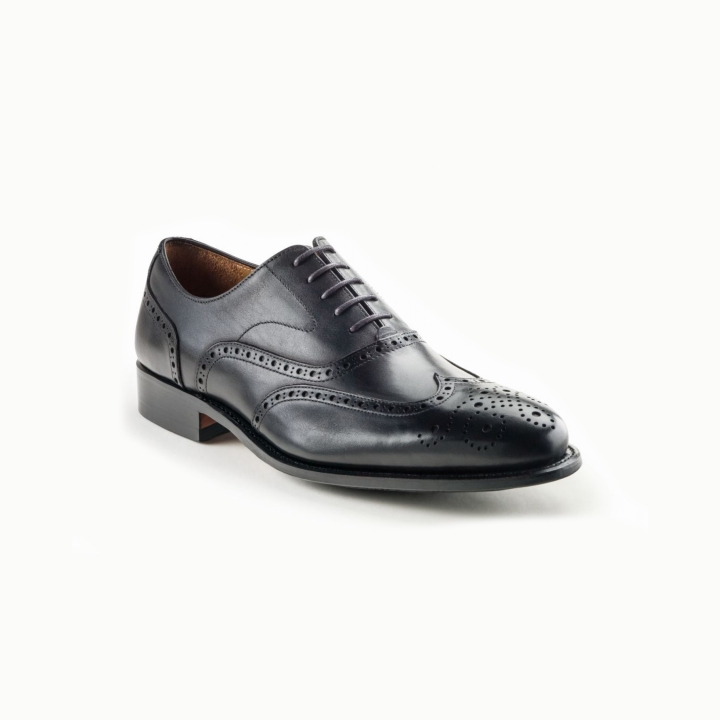 Prime Shoes Goodyear Welted Brogue Oxford Black Dress Shoes