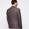 Mirto Brown Plaid Wool Silk Linen Blend Jacket