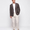 Mirto Brown Plaid Wool Silk Linen Blend Jacket