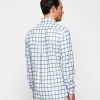 Mirto White Casual Green & Blue Windowpane Cotton Shirt