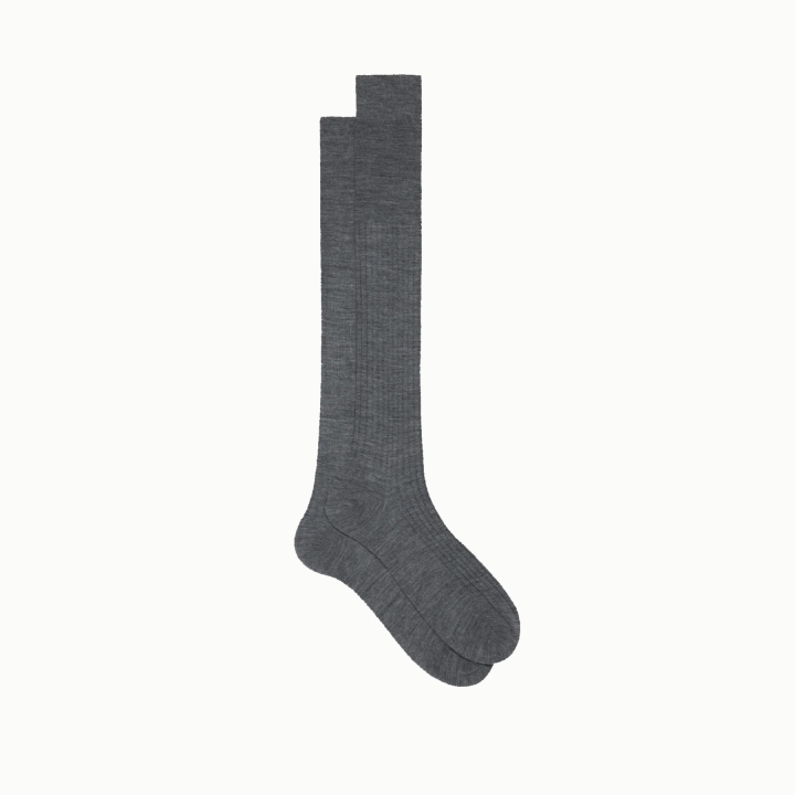 Bresciani Knee Length Executive Ribbed Wool Socks