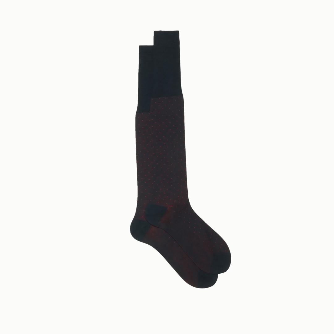 Bresciani Knee Length Executive Polka Dot Wool Socks