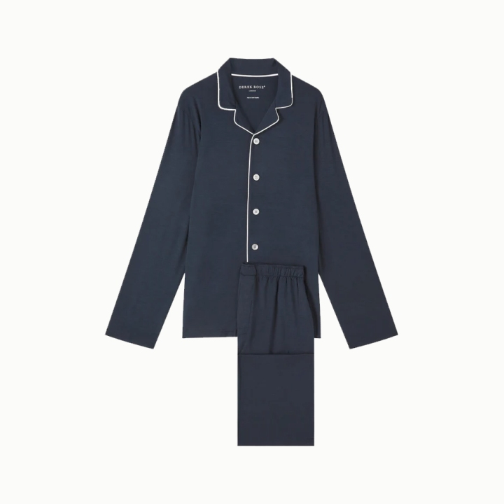 Derek Rose Micro Modal Stretch Navy Pyjamas