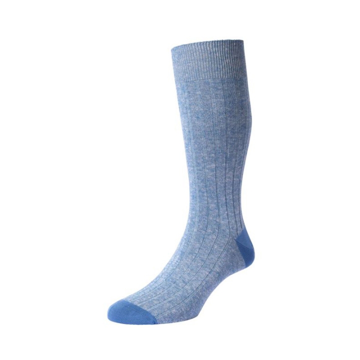 Pantherella Ribbed Cotton/Linen Blend Men's Socks