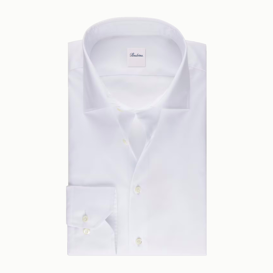 Stenstroms White Twill Regular Body Cotton Dress Shirt