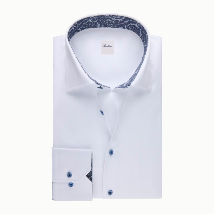 Stenstroms White Twill Regular Fit Cotton Dress Shirt