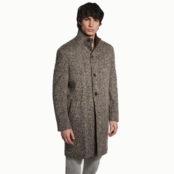 Jack Victor Wool/Alpaca/Cashmere Blend Herringbone Coat