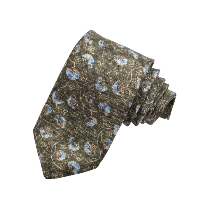 Dion Pompom Floral Silk Tie