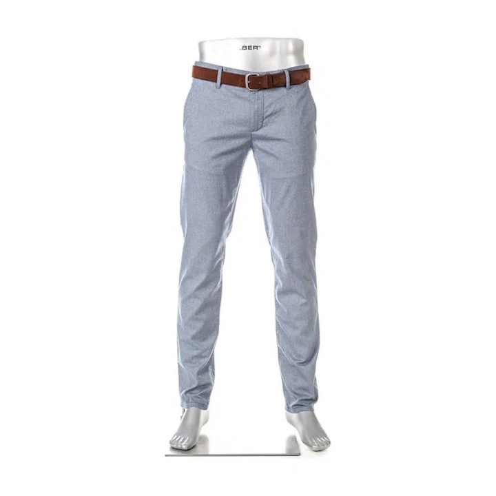 Alberto Regular Fit Cotton Blue Melange Chinos