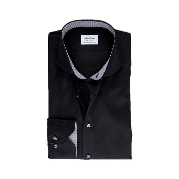 Stenströms Regular Fit Black Cotton Shirt