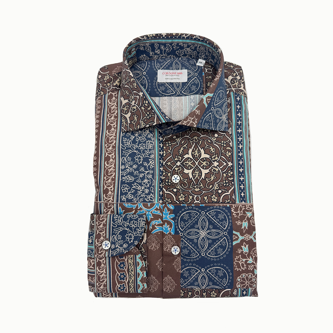 Cordone Printed Patchwork Cotton Shirt