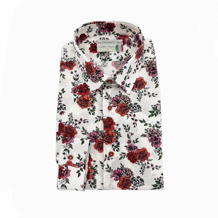 Poggianti Roses Cotton Shirt