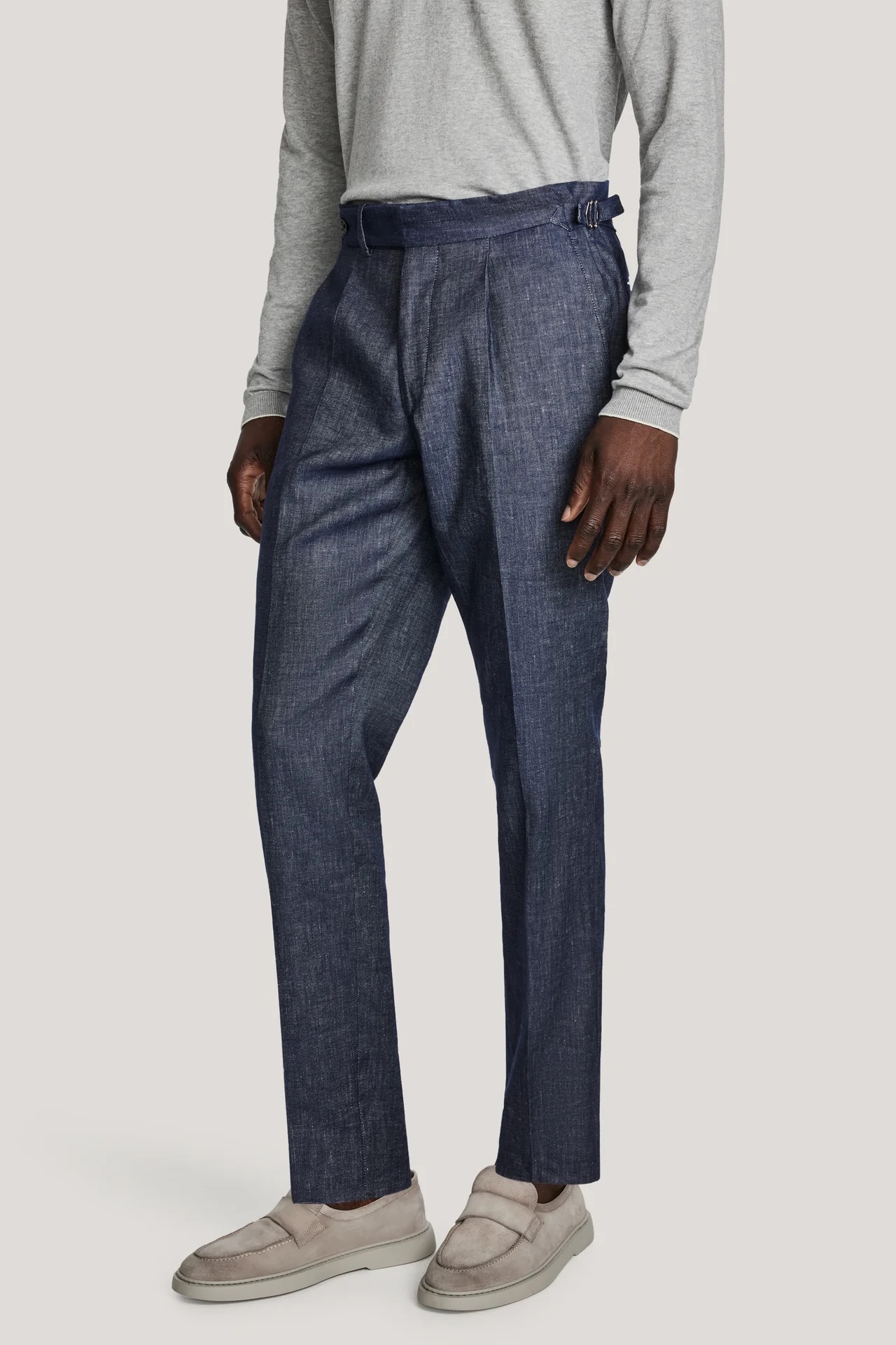 Jack Victor Tailored Linen/Cotton Trouser with Side Fasteners