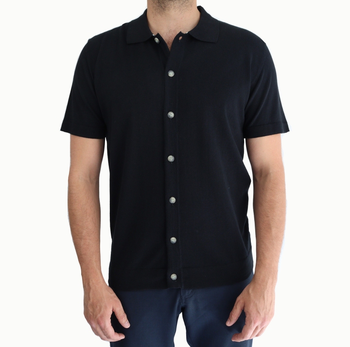 Codice Short Sleeve Knit Cotton/Merino Wool Shirt