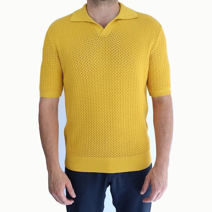 Gallia Mesh Knit Cotton Polo