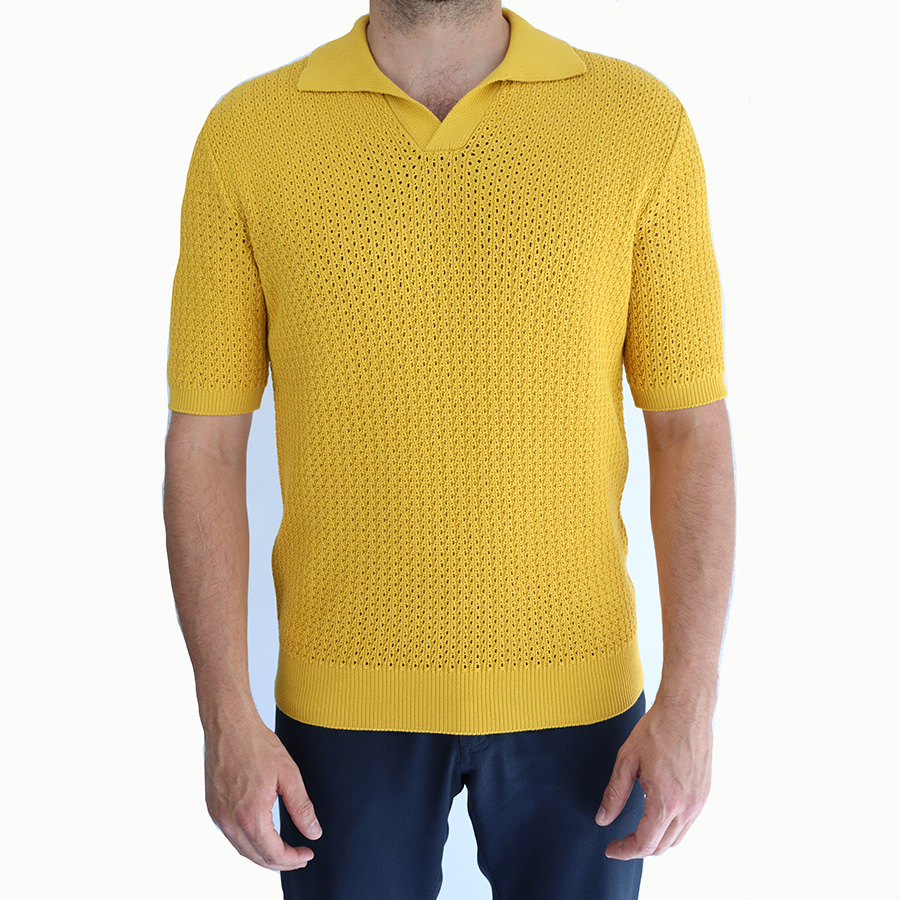 Gallia Mesh Knit Cotton Polo